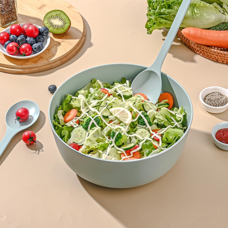 LOVYANXUE Bamboo Fiber Salad Bowl with Servers Set Large 9.8inches
