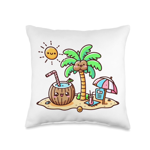 Coconut Graphic Clipart Throw Pillow