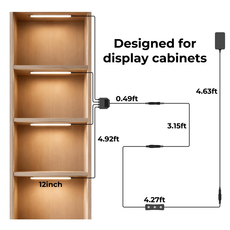 Display Shelf Lighting, 4 Pack x12 Inch 5000K Dimmable with