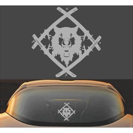 Xavier Wulf Hollow Squad Vinyl Decal Sticker (12 x 12 inches, Metallic Silver)