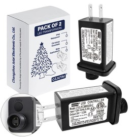 2 Pcs of CZJUTAI JT-EL/FC300V0200 Premium 30V 0.2A 6W 8 Modes LED Power Supply with Multifunction Button- Class 2 Transformer, IP44 Waterproof, for Christmas and String Lights [Z860]