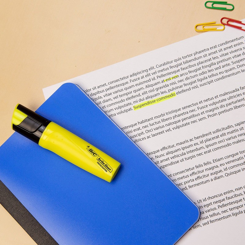 BIC Brite Liner Flat Highlighter, Chisel Tip for Broad Highlighting