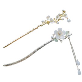 ZAYOIZY 2pcs Hair Bun Chopsticks Metal Hair Sticks Sturdy Alloy Hairpin Decorative Hair Styling Sticks Winging Ornament Hairpin with Dangles