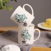 Porlien Porcelain Mugs Set of 2 with Lids, Green Plants