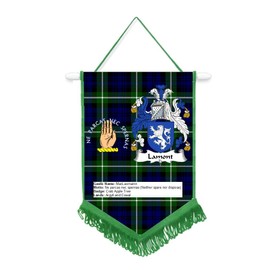 Lamont Scottish Clan Scotland Car/Wall Pennant With Green Border Great Souvenir