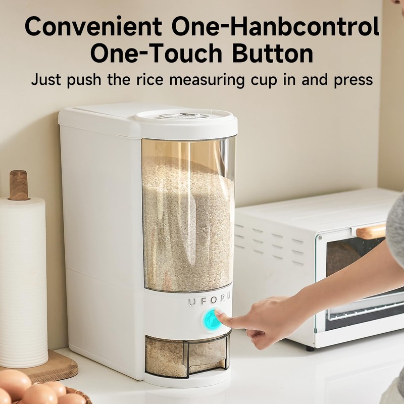 UFORU Rice Dispenser 20 lbs | Large Rice Storage Container
