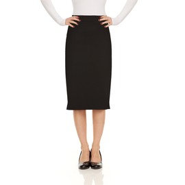 Baby'O Made in The USA Women's Pencil Skirt | Knee Length Pencil Skirt | Tailored Fit Bodycon Stretch Modest Pencil Skirts (Black, Large)
