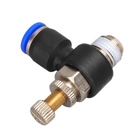 Pysrych Pneumatic Push to Connect Air Flow Control Valve, 10mm Tube OD x 3/8" Male BSP Thread, Elbow 90 Degree Switch Valve Adapter Fitting (Pack of 5)
