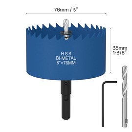 ANDELI 76MM | 3" Bi-Metal Hole Saw with Center Drill, to be Assembled, high Opening Efficiency for Wood, Corn Hole Boards, Plastic, plasterboard and Thin Sheet Metal Openings