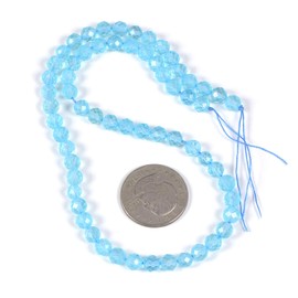 6mm Blue Topaz Faceted Gemstone Round Loose Beads Strand 15.5-16" DIY Jewelry Making