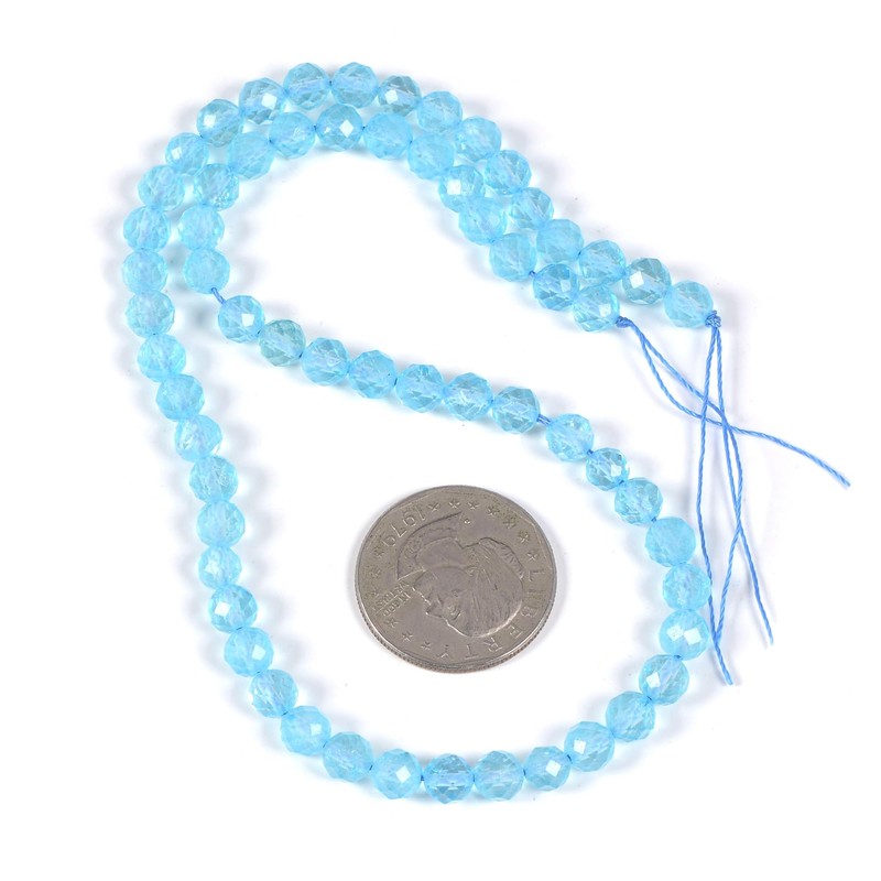 6mm Blue Topaz Faceted Gemstone Round Loose Beads Strand 15.5-16"