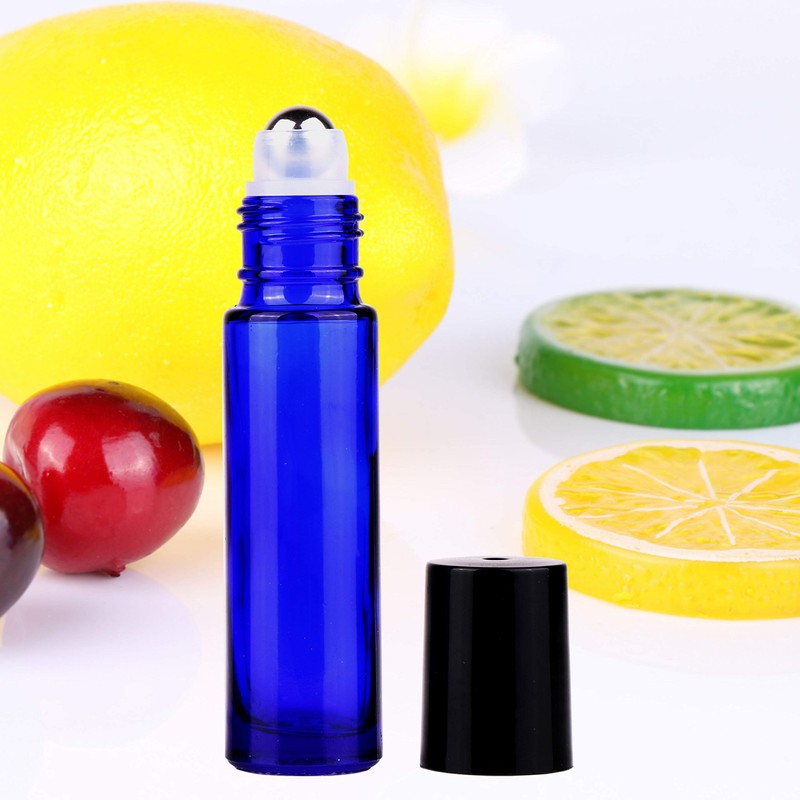 inice 100 Pack,10ml Roller Bottles for Essential Oils Cobalt Blue