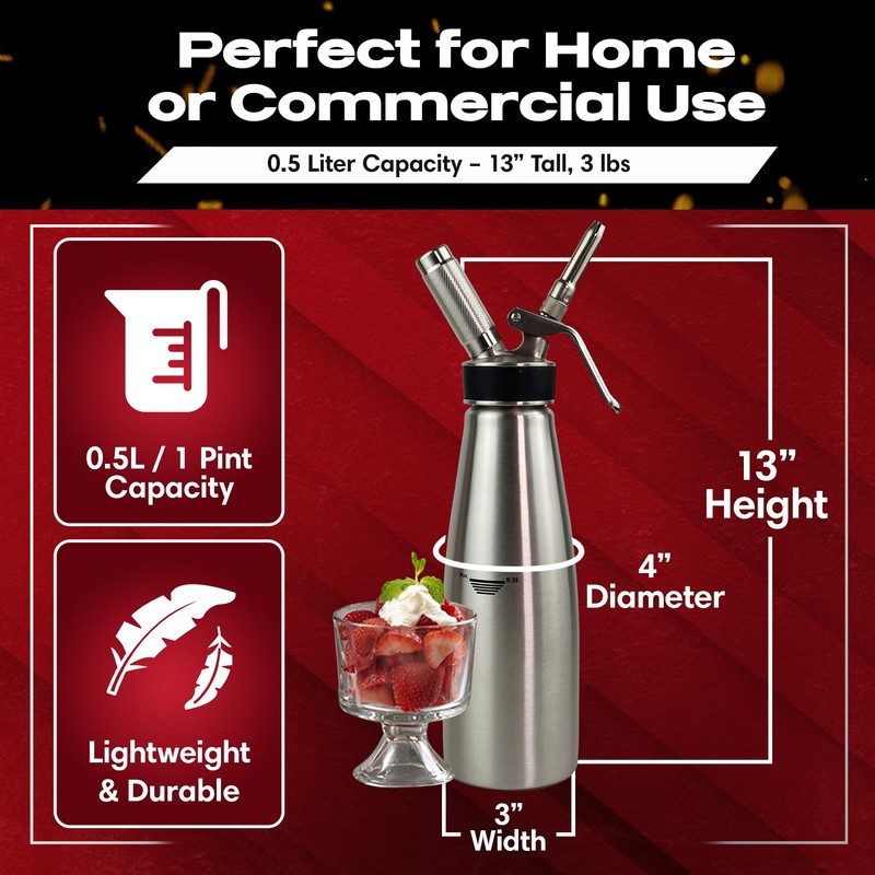 Chef Master (1 Pint / 0.5 Liter) Stainless Steel Whipped