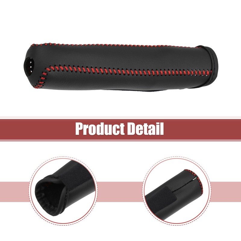 X AUTOHAUX Car Interior Handbrake Cover with Red Thread Replacement