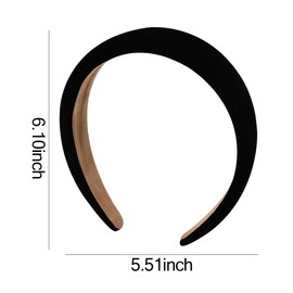 Guqqeuc Black Velvet Headband Soft Padded Headbands Wide Puffy Headbands for Women Girls Sponge Headbands for Yoga Sports No Slip Hairband for Thick Thin Hair Styling Accessories