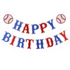 Baseball Happy Birthday Banner Blue and Red Glitter, Baseball Birthday