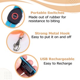 Wagably Safety Led Dog Leash for Night Walking - Glow in The Dark - Water Resistant Nylon Webbing - Lightweight and Heavy Duty - USB Rechargeable - RGB Color Changing - Suitable for All Dogs (Black)