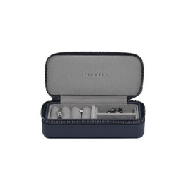Stackers Navy Blue Medium Zipped Jewellery Box - Mens