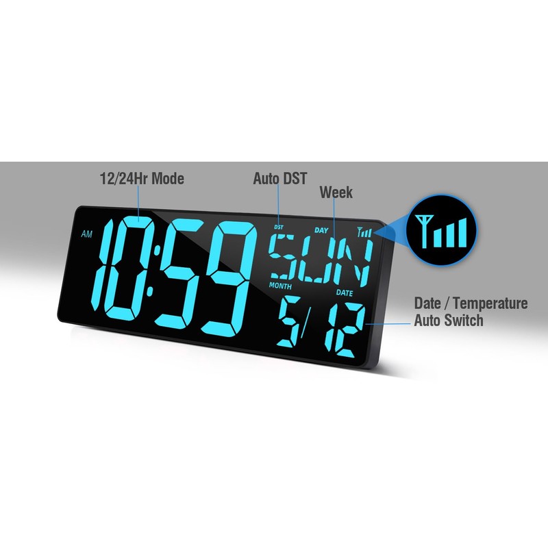 KMMKGG 17.2 Digital Wall Clock Large Display, LED Wall Clock