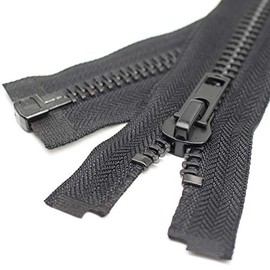 YaHoGa #10 16 pulgadas de níquel negro separador de la chamarra con cierre grande de metal con dientes en Y cremalleras de metal resistentes para chaquetas, abrigos de costura, manualidades (16 pulgadas de níquel)