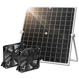 VIVOSUN 20W Solar Fan Kit, 20W Solar Panel with Two Waterproof Fans, Solar Powered Fan with 16.4ft On/Off Switch Cable for Outside Chicken Coops, Greenhouses, Sheds | VIVOSUN