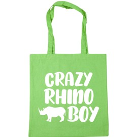 Hippowarehouse Crazy rhino boy Tote Shopping Gym Beach Bag 42cm x38cm, 10 litres