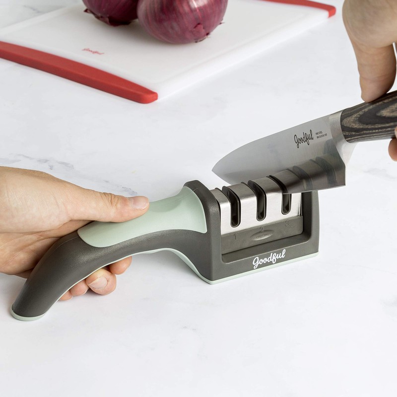Goodful 3-Stage Knife Sharpener, Helps Repair, Restore and Polish Non-Serrated