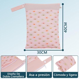 AKOZLIN Bolsa para Ropa Mojada, Beige,Impermeable, 2 Pcs Bolsas para Pañales Mojados y Secos,Doble Cremallera, Para Bebé