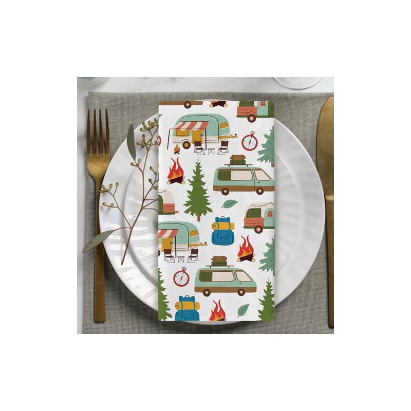 Croar Happy Camper Kitchen Dish Towels Set of 2, Camping