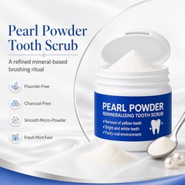 Pearl Powder Remineralizing Tooth Scrub, Remineralizing Tooth Powder with PearlPowder for Cleaner Healthier Teeth, 4oz