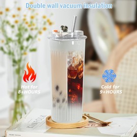 Icesip 16 oz Tumbler with Lid and Straw 16oz Coffee Stainless Steel Color Changing Tumbler for Travel Daily Hot Cold Drinks(Milk White*3)