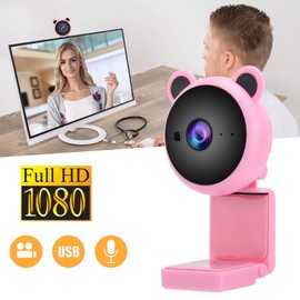 DAUERHAFT 1080P HD USB Computer Camera, Video Recording Digital Webcam with Built in Microphone, ABS 2MP Pixel Digital Computer Camera, for Live Broadcast Meeting Video Calling(Pink)