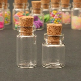 Tiosen 10Pcs Glass Jars, Mini Canister Empty with Cork, 1:12 Scale, Miniature Food Container Set