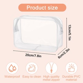 4 Pcs Clear Plastic Cosmetic Bags With Zipper PVC Waterproof Makeup Bags Travel Toiletry Bag Organizer for Women Men Travel Vacation Bathroom Organizing Gifts White 7.8 × 5.1 ×2.3 Inches