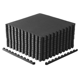 CAP Barbell 1-Inch Interlocking EVA Foam Exercise Puzzle Mats - 2 Pack | 24" x 24" x 1" | T Pattern - Black