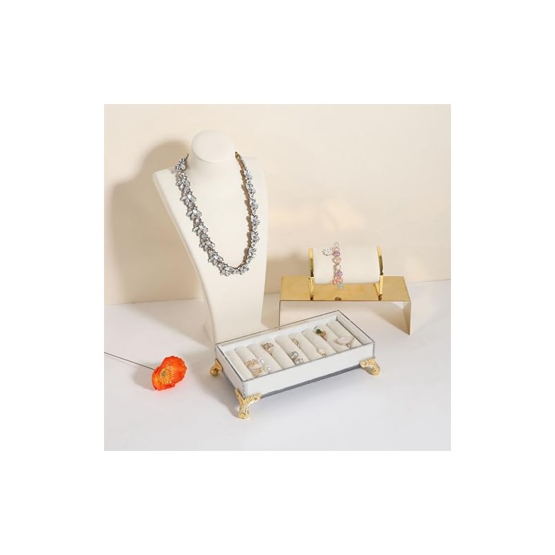 Porta-anillos de terciopelo con ranuras para organizar joyas, Estante de