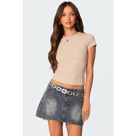 Tay Short Sleeve Top - Color: BEIGE, Size: S