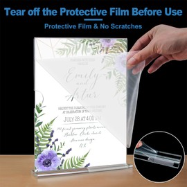 EHWINE 10 Pack Acrylic Sign Holder 8.5 x 11, Clear Sign Holder Double-Sided Plastic Display Table Top Sign Holders Flyer Stand Frames Suitable for Office Business Store Hotels (with Business Card Holder)