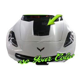 Hood Stripe Decal Graphics Style1 FITS 2014 and up C7 Base Corvette Compatible with Chevy(Color: Gloss Black)
