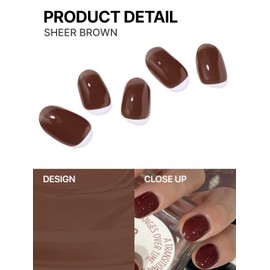 UUUUU. Semi Cured Gel Nail Strips (Solid Color) - 100% Real Gel, Long-Lasting & Easy to Apply & Remove, works any UV/LED Lamps - Spring 2025, Nail inspo,Nail Art Stickers (UGN156 Sheer brown)