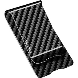 T-carbon Real Carbon Fiber Money Clip for Men, Slim Money Clip Wallet for Cash and Credit Card Holder for Business Front Pocket Clip, Glossy Black(38mm)