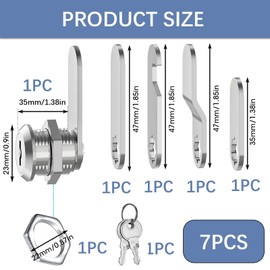 25mm Mailbox Lock with Key Alike, Security Letterbox Lock Cabinet Drawer Cam Lock, Cupboard Door Lock with 2 Keys and 4 Different Lock Plates for Mailboxes Toolboxe Filing Cabinet Letter Box Lock