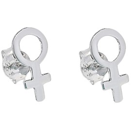 ENTREPLATA Women's 925 Sterling Silver Earrings with Feminist Symbol Venus 11 Sterling Silver No Gemstone, Sterling Silver, No Gemstone