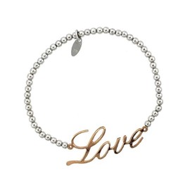 Generic The New 7"" Sterling Silver Ball Bead Link Bracelet With Rose Gold Finish ""Love"" Handcrafted, universal fit, vibrant enamel, secure artisan design SU033O02217