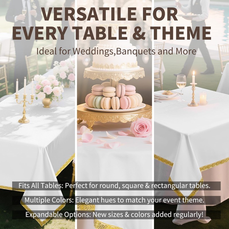 Set of 2 White Square Tablecloths 132 x 132 cm