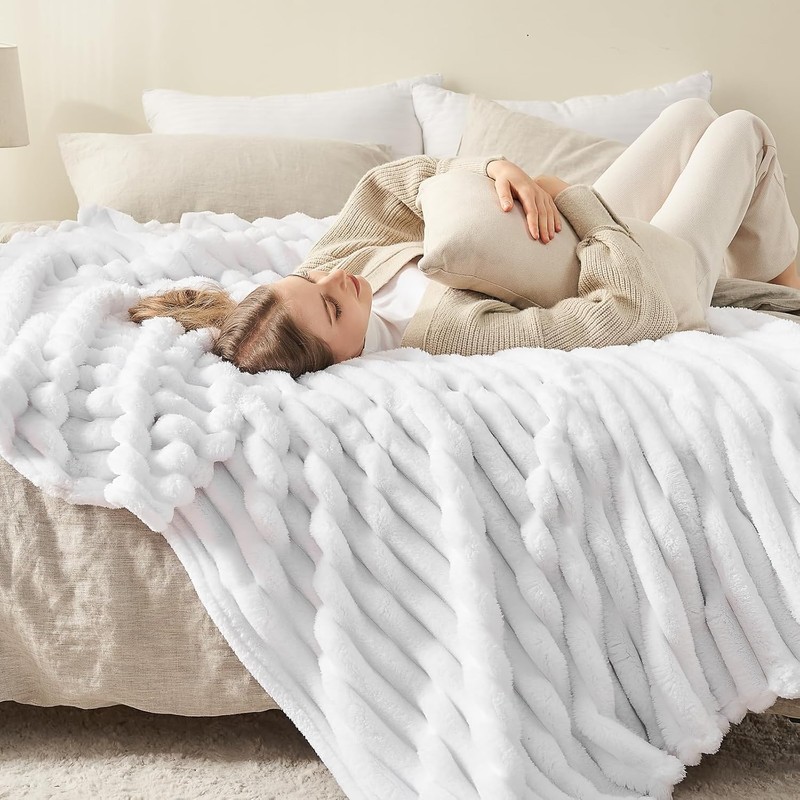 Wajade Fluffy Fleece Blanket Faux Fur Bed Throw Super Soft