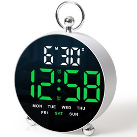 MASHI Digital Alarm Clock, 4.4Inch LED Alarm Clock with Timer, Date, Snooze Function, Modern Design, Wall/Table Mount, Decor for Bedroom, Bedside, Living Room, Office, Classroom, Birthday Gift(Green)