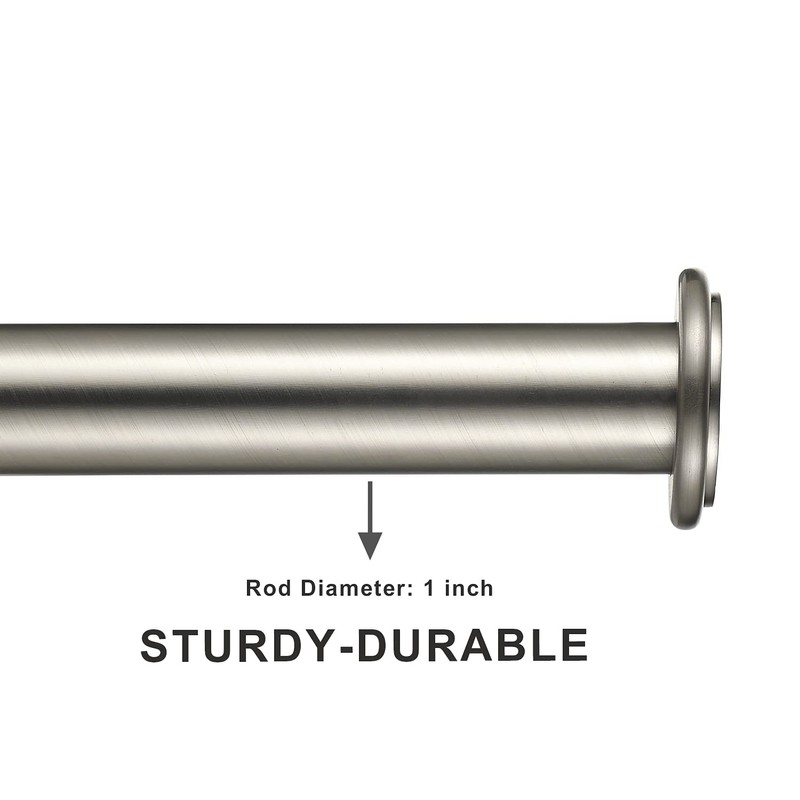 YunNephele Hanging Curtain Rod 36-56 inch Nickel Brushed,1 inch diameter