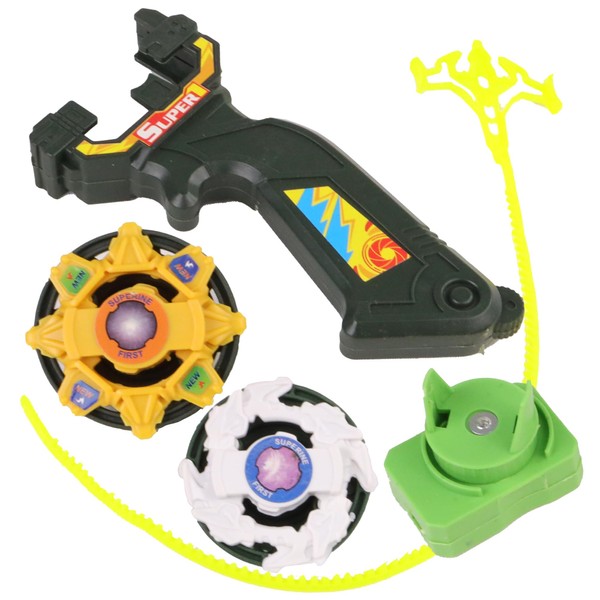 FLYPOP'S - 2 Spinning Tops with Launcher Handle - Toy