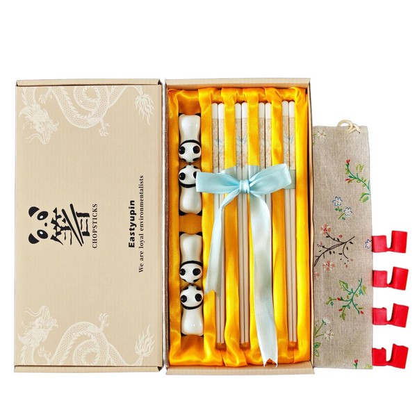 Eastyupin Reusable Ceramics Chopsticks Gift Set Dishwasher Safe 4 Pairs